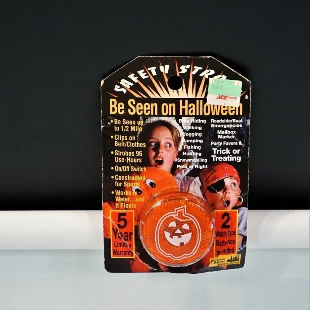Vintage Safety Strobe Be Seen On Halloween Light Reflector Flasher Trick Or Trea
